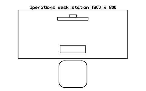 Vorschau des Symbols Operations desk station 1800 x 800, Block DCL_NOC_STATION