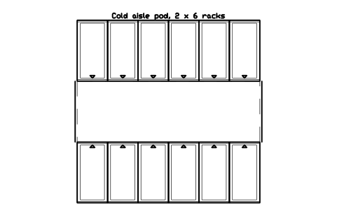 Vorschau des Symbols Cold aisle pod, 2 x 6 racks, Block DCL_POD_COLD_2X6