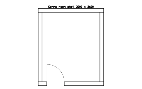 Vorschau des Symbols Comms room shell 3000 x 3600, Block DCL_ROOM_COMMS