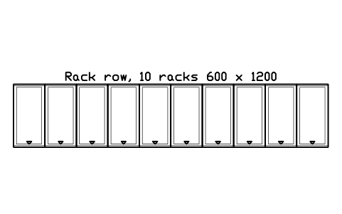 Vorschau des Symbols Rack row, 10 racks 600 x 1200, Block DCL_ROW_10