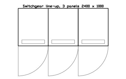 Vorschau des Symbols Switchgear line-up, 3 panels 2400 x 1000, Block DCL_SWITCHGEAR_3P
