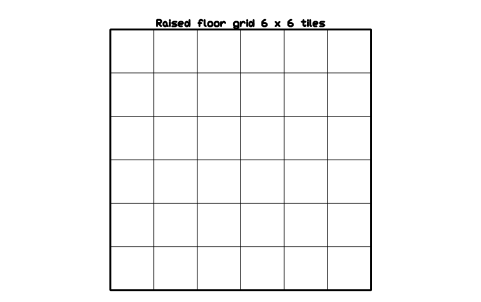 Vorschau des Symbols Raised floor grid 6 x 6 tiles, Block DCL_TILE_GRID_6X6