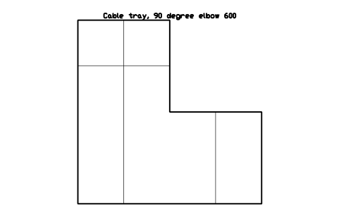 Vorschau des Symbols Cable tray, 90 degree elbow 600, Block DCL_TRAY_ELBOW_600
