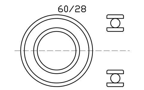 Vista previa del símbolo Bearing 60/28 28x52x12, bloque BRG_60-28