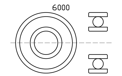 Vista previa del símbolo Bearing 6000 10x26x8, bloque BRG_6000