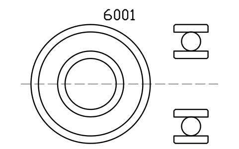Vista previa del símbolo Bearing 6001 12x28x8, bloque BRG_6001