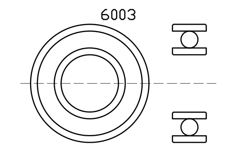 Vista previa del símbolo Bearing 6003 17x35x10, bloque BRG_6003