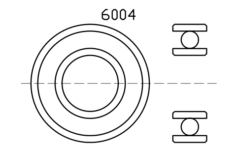 Vista previa del símbolo Bearing 6004 20x42x12, bloque BRG_6004