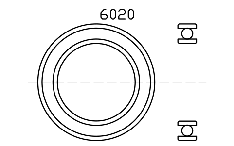 Vista previa del símbolo Bearing 6020 100x150x24, bloque BRG_6020