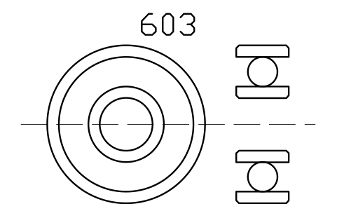 Vista previa del símbolo Bearing 603 3x9x3, bloque BRG_603