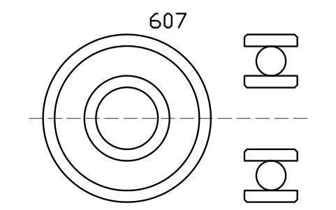 Vista previa del símbolo Bearing 607 7x19x6, bloque BRG_607
