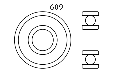 Vista previa del símbolo Bearing 609 9x24x7, bloque BRG_609