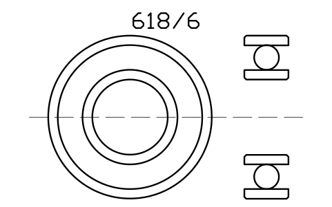 Vista previa del símbolo Bearing 618/6 6x13x3.5, bloque BRG_618-6