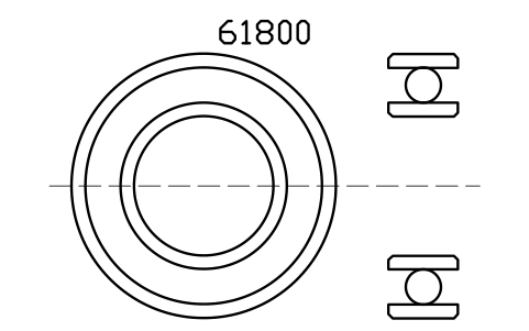 Vista previa del símbolo Bearing 61800 10x19x5, bloque BRG_61800