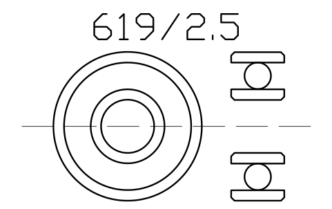 Vista previa del símbolo Bearing 619/2.5 2.5x7x2.5, bloque BRG_619-2.5