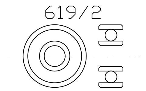 Vista previa del símbolo Bearing 619/2 2x6x2.3, bloque BRG_619-2