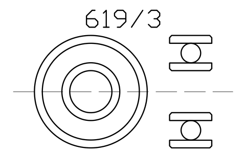 Vista previa del símbolo Bearing 619/3 3x8x3, bloque BRG_619-3