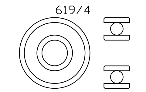 Vista previa del símbolo Bearing 619/4 4x11x4, bloque BRG_619-4