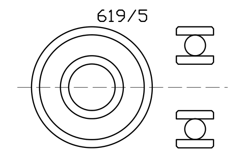 Vista previa del símbolo Bearing 619/5 5x13x4, bloque BRG_619-5