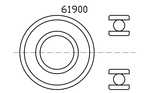 Vista previa del símbolo Bearing 61900 10x22x6, bloque BRG_61900