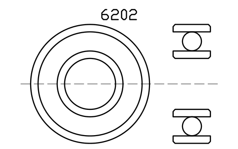 Vista previa del símbolo Bearing 6202 15x35x11, bloque BRG_6202