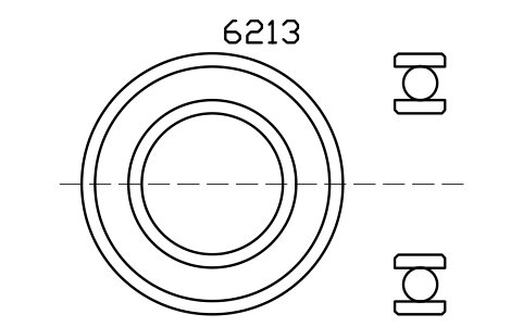 Vista previa del símbolo Bearing 6213 65x120x23, bloque BRG_6213