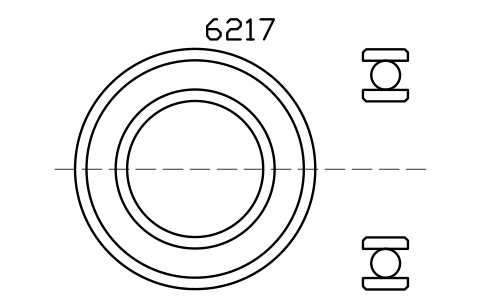 Vista previa del símbolo Bearing 6217 85x150x28, bloque BRG_6217