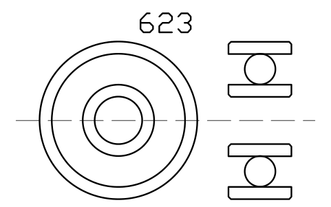 Vista previa del símbolo Bearing 623 3x10x4, bloque BRG_623