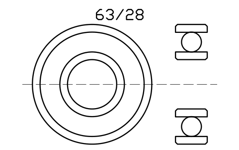 Vista previa del símbolo Bearing 63/28 28x68x18, bloque BRG_63-28