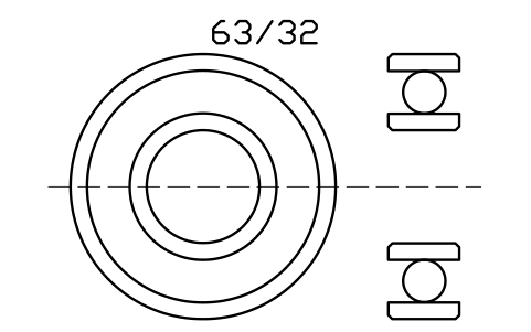 Vista previa del símbolo Bearing 63/32 32x75x20, bloque BRG_63-32