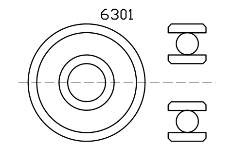 Vista previa del símbolo Bearing 6301 12x37x12, bloque BRG_6301