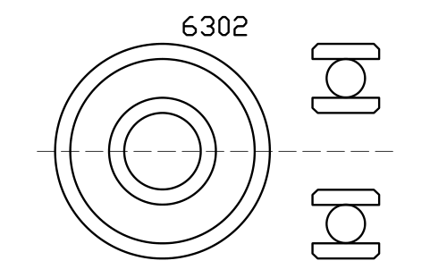 Vista previa del símbolo Bearing 6302 15x42x13, bloque BRG_6302
