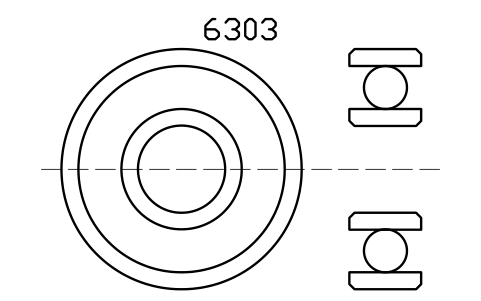 Vista previa del símbolo Bearing 6303 17x47x14, bloque BRG_6303