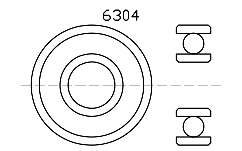Vista previa del símbolo Bearing 6304 20x52x15, bloque BRG_6304