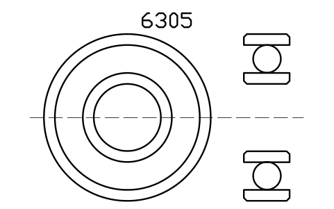Vista previa del símbolo Bearing 6305 25x62x17, bloque BRG_6305