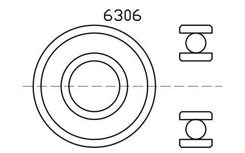 Vista previa del símbolo Bearing 6306 30x72x19, bloque BRG_6306