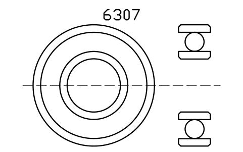 Vista previa del símbolo Bearing 6307 35x80x21, bloque BRG_6307