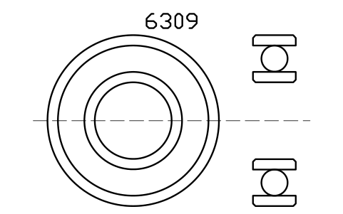 Vista previa del símbolo Bearing 6309 45x100x25, bloque BRG_6309