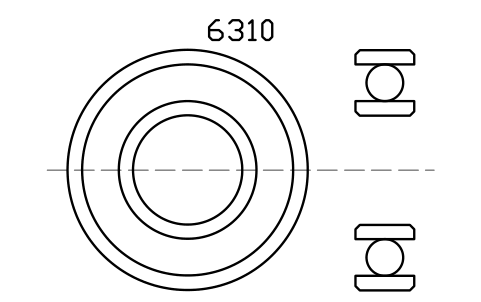 Vista previa del símbolo Bearing 6310 50x110x27, bloque BRG_6310