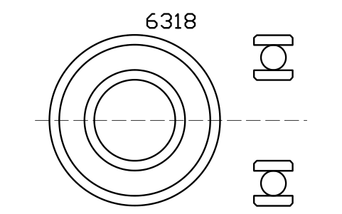 Vista previa del símbolo Bearing 6318 90x190x43, bloque BRG_6318