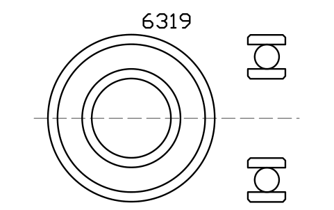 Vista previa del símbolo Bearing 6319 95x200x45, bloque BRG_6319