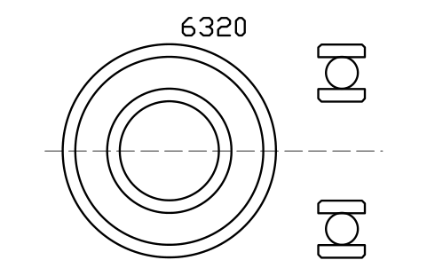 Vista previa del símbolo Bearing 6320 100x215x47, bloque BRG_6320