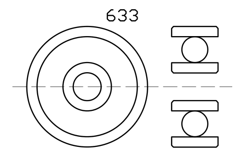 Vista previa del símbolo Bearing 633 3x13x5, bloque BRG_633