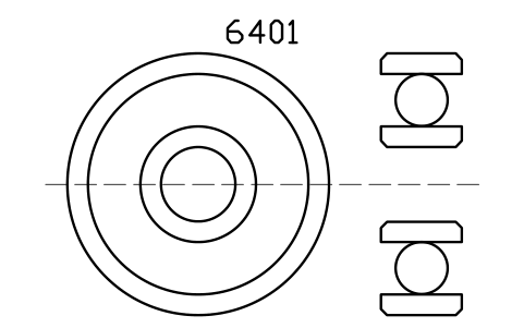 Vista previa del símbolo Bearing 6401 12x42x13, bloque BRG_6401