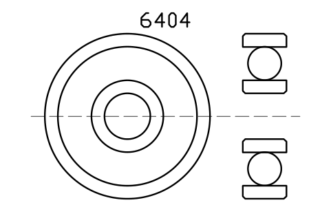 Vista previa del símbolo Bearing 6404 20x72x19, bloque BRG_6404