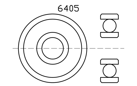 Vista previa del símbolo Bearing 6405 25x80x21, bloque BRG_6405