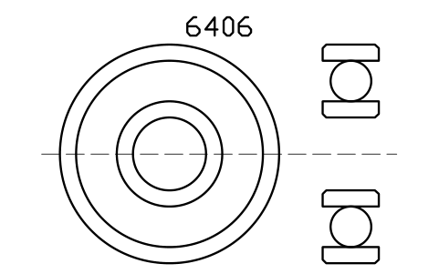 Vista previa del símbolo Bearing 6406 30x90x23, bloque BRG_6406