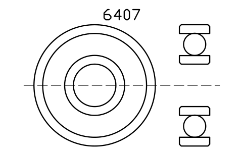 Vista previa del símbolo Bearing 6407 35x100x25, bloque BRG_6407