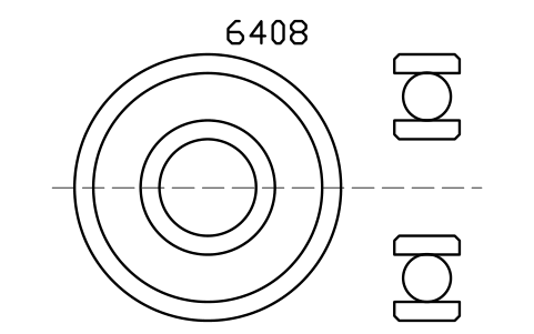 Vista previa del símbolo Bearing 6408 40x110x27, bloque BRG_6408