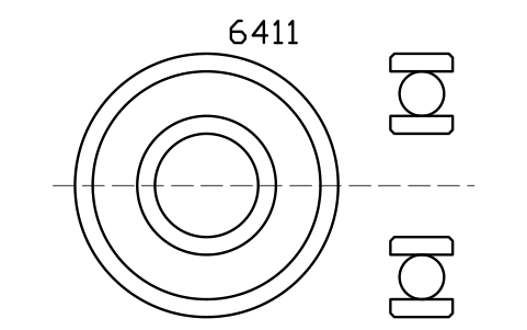 Vista previa del símbolo Bearing 6411 55x140x33, bloque BRG_6411